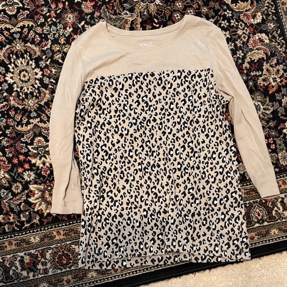 Unused Kim Rodgers Large Cheetah Print Long Sleeve Shirt